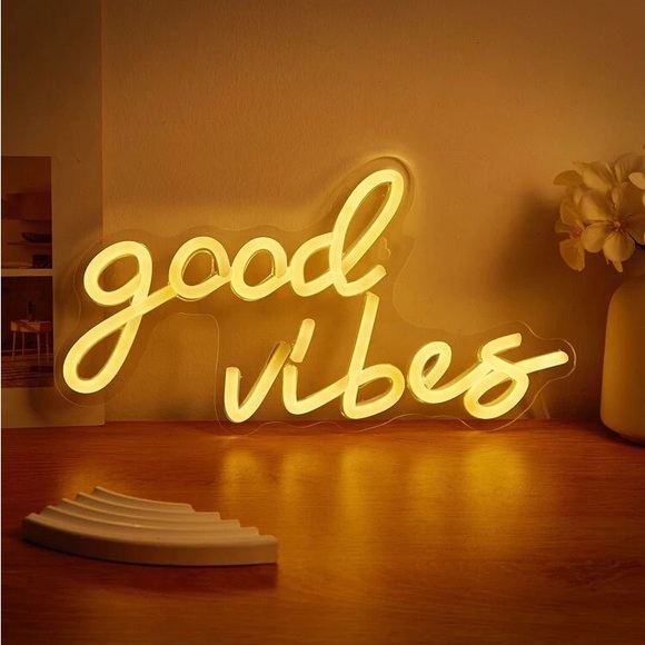 Good Vibes 1pc Slogan Shaped LED Neon Light - Picture 5 of 6